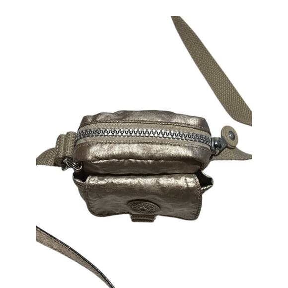 Kipling Mini Crossbody Wallet Golden Beige Purse Adj Strap Zip Pockets - Picture 7 of 11